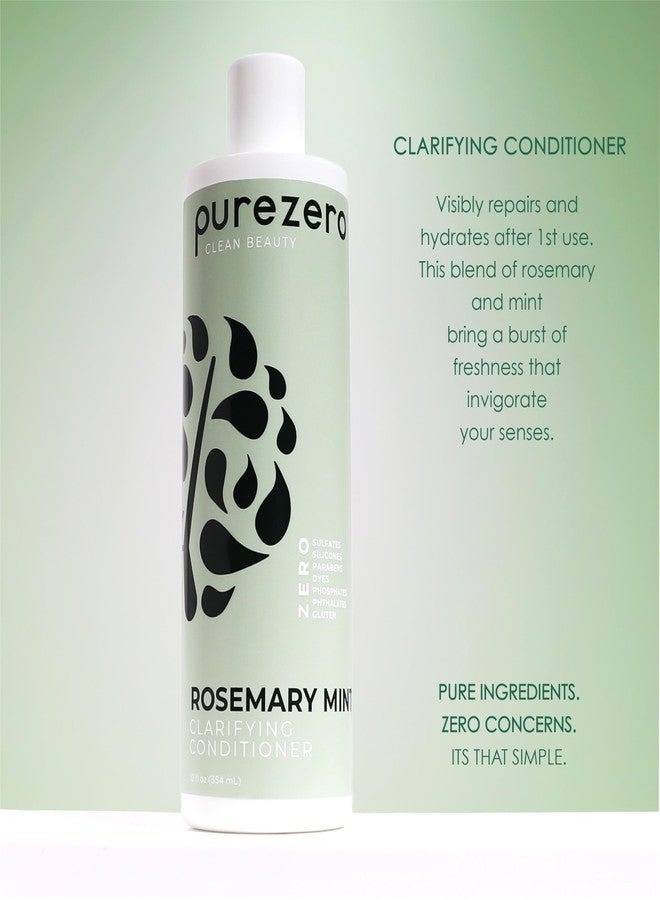 Purezero Rosemary Mint Clarifying Silicone Free Shampoo & Conditioner Set – Vegan Duo for Balanced Scalp, Build-Up Removal & Fresh Minty Finish – Sulfate-Free, Paraben-Free, Cruelty-Free, 2×12 oz - Image 3